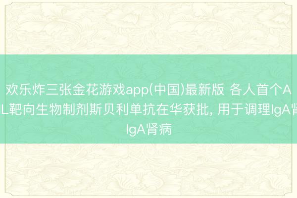 欢乐炸三张金花游戏app(中国)最新版 各人首个APRIL靶向生物制剂斯贝利单抗在华获批， 用于调理IgA肾病