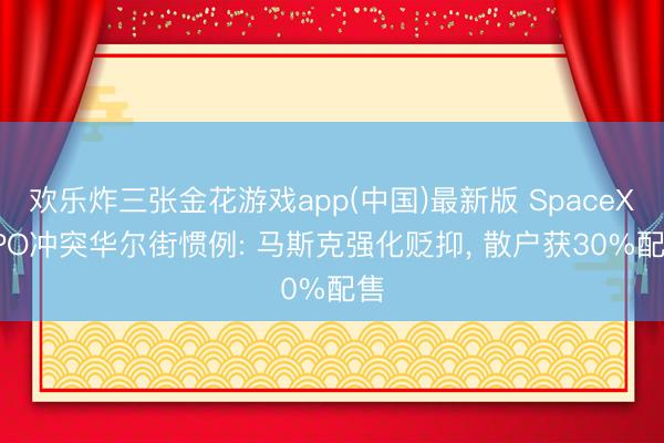 欢乐炸三张金花游戏app(中国)最新版 SpaceX IPO冲突华尔街惯例: 马斯克强化贬抑, 散户获30%配售