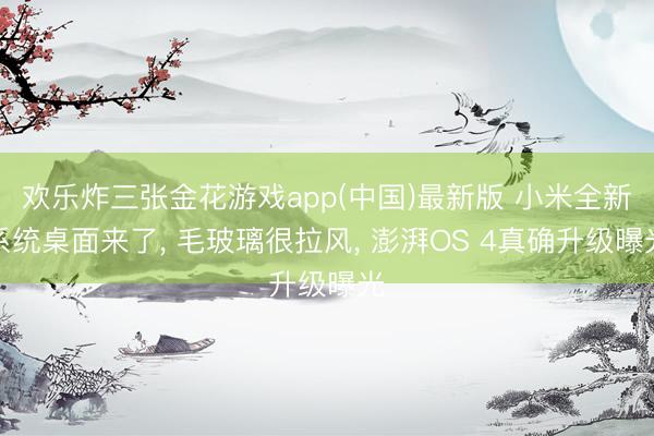 欢乐炸三张金花游戏app(中国)最新版 小米全新系统桌面来了, 毛玻璃很拉风, 澎湃OS 4真确升级曝光