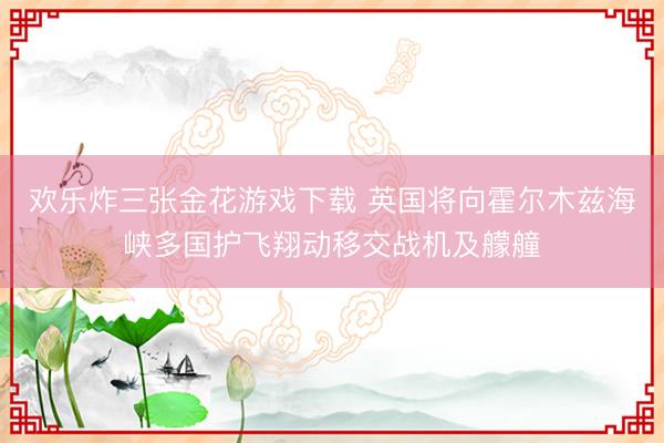 欢乐炸三张金花游戏下载 英国将向霍尔木兹海峡多国护飞翔动移交战机及艨艟