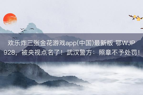 欢乐炸三张金花游戏app(中国)最新版 鄂WJP928，被央视点名了！武汉警方：照章不予处罚！